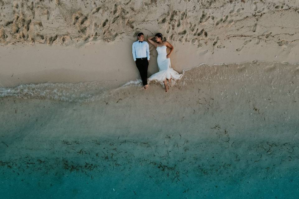 Tulum drone photo for couple